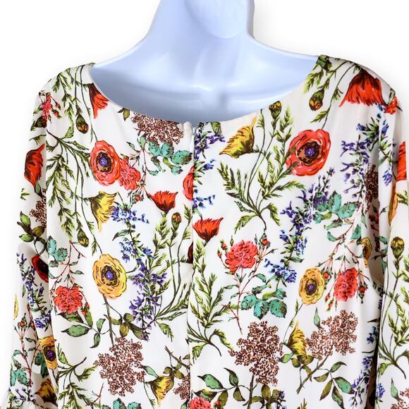 Nicole Miller Shift Dress Lined Sleeves Floral Orange Cream 12 - Picture 8 of 9